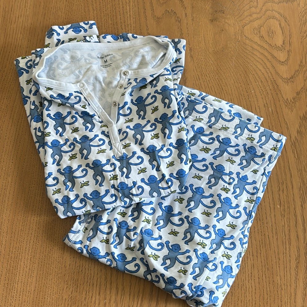 Roller Rabbit Woman’s Lovely Monkey Pajama set. Medium + Blue Color